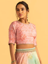 Mysore Mint Green and Pink Lehenga | Shop Saundh