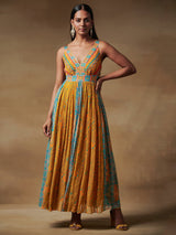 Blue Brown Long Dress | Shop Saundh