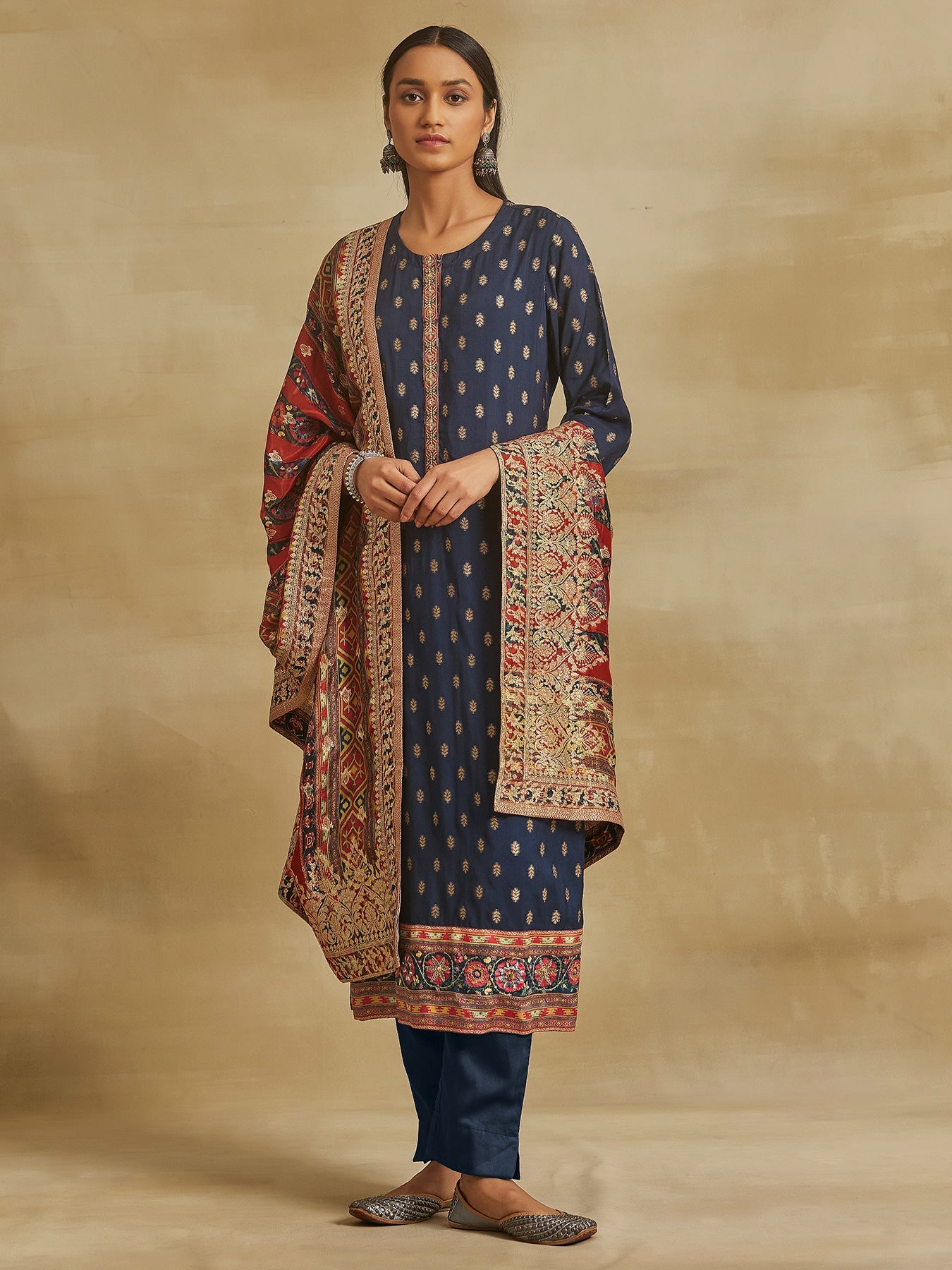 Shrinkhala Indigo Blue Unstitched Set