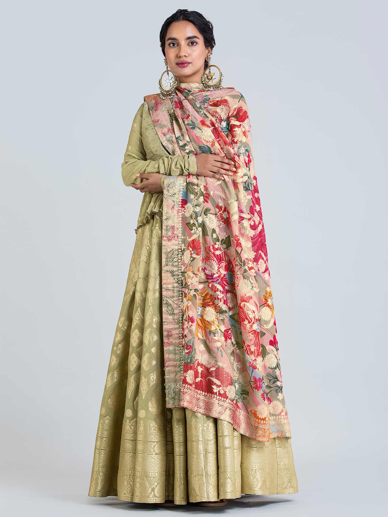 Olive Lehenga Raw Silk Set| Shop Saundh